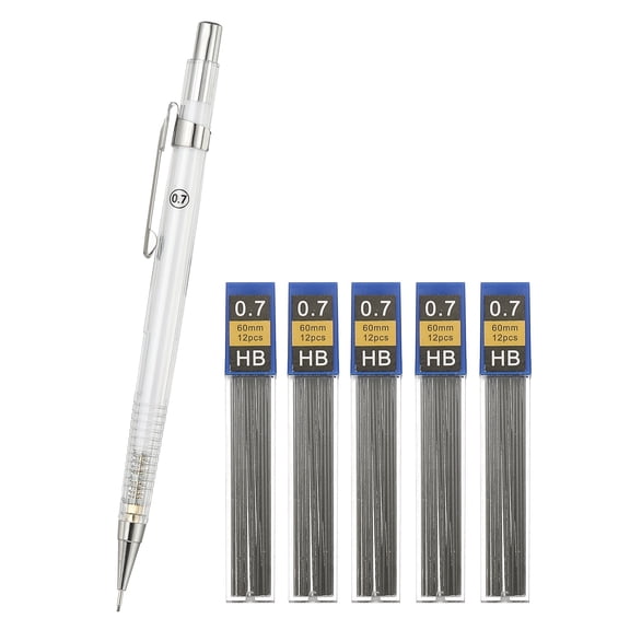 2Pcs 0.3 mm Mechanical Pencil with Refills, Plastic Drafting Pencil Artist Holder for Writing Sketching Drawing Marking Art, White