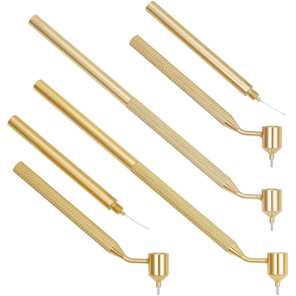 2Pcs 0.5/0.7mm Detailing Fine Line Painting Pen Slanting Fluid Writer Applicator Golden Aluminum Precision Touch up Paint Applicator Pen