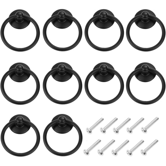 2Pcs 0.98"x2.05" Black Single Hole Drop Pull Handle Knob for Cabinet Drawer Bin Wardrobe with Screws 2 Pieces
