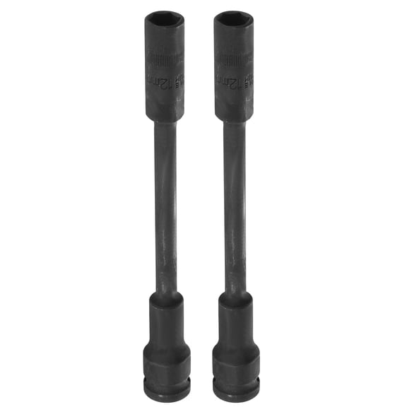 2Pcs 1/2" Drive 12mm Thin Wall 6 Point Deep Impact Socket Extra Long CR-V Steel