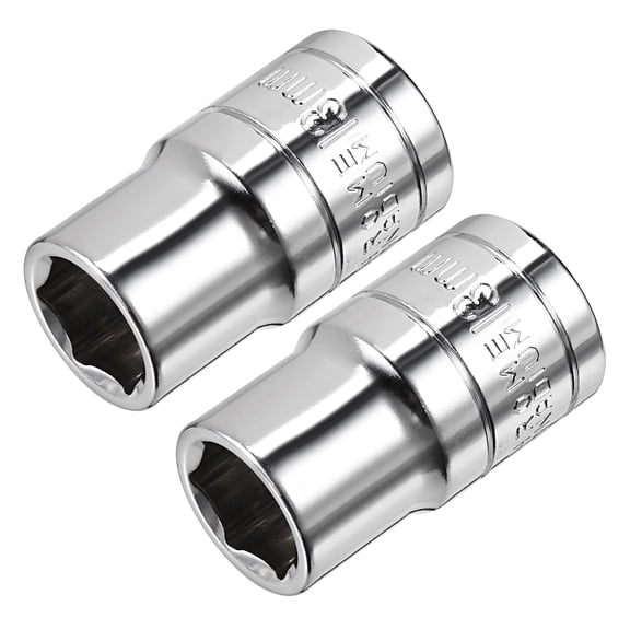 2Pcs 1/2-inch Drive 13mm Cr-V 6-Point Shallow Socket