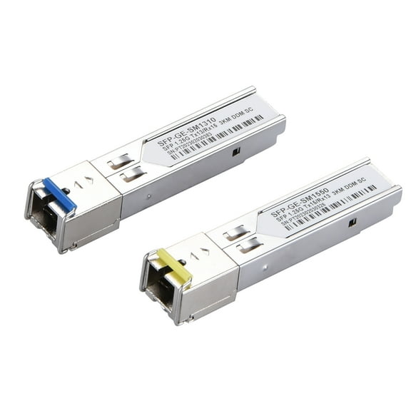 2Pcs 1.25G Single Fiber SC Connector SFP Transceiver 1000BASE BiDi 1310nm/1550nm, Pfep