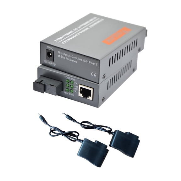 2Pcs 1.25Gbps Fast Gigabit Ethernet Media Converters, 10/100M/1000M  SC Port 3km to RJ45 Port Single-Mode SC Fiber, up to 3km