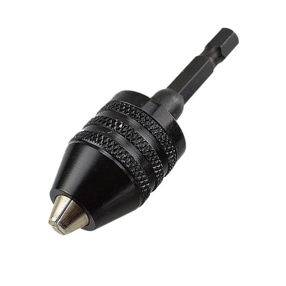 2Pcs 1/4-Inch Hex Shank Keyless Drill Chuck Adapter, 0.3-6.5mm Clamping Range, Quick Change for Impact Driver, Durable, Black, By Preplabs