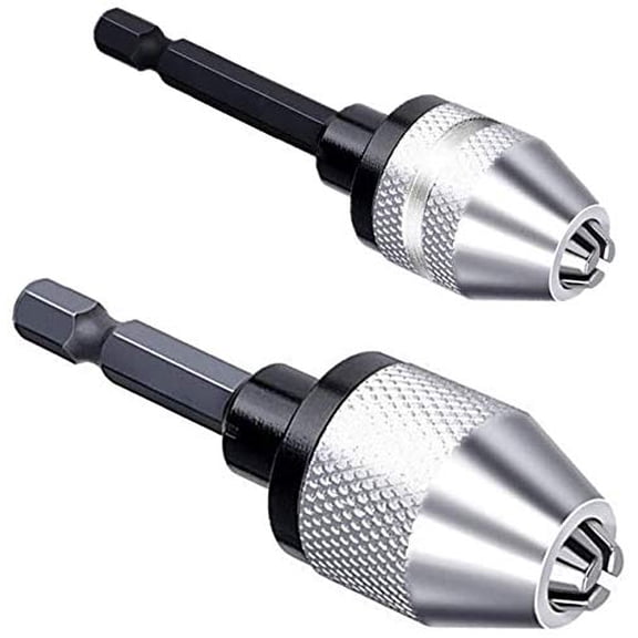 2Pcs 1/4 Inch Hex Shank Keyless Drill Chuck Quick Change Adapter Converter Drill Adapter (0.3mm-3.6mm 0.3mm-6.5mm)