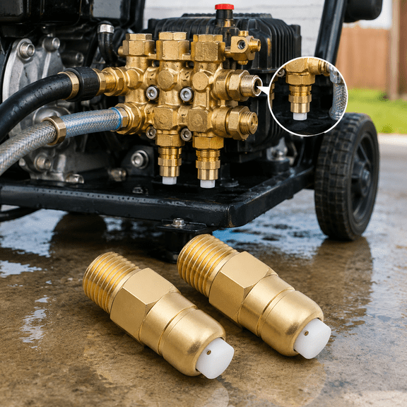 2Pcs 1/4 Inch NPT Thermal Relief Valve, Brass Thermal Release Valve for Pressure Washer Pump, Replacement Pump Protector