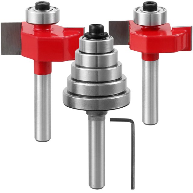 2Pcs 1/4 Inch Shank Rabbet Router Bit Set Carbide Wood Rabbeting Router