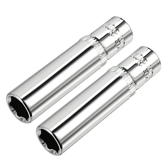 2Pcs 1/4-inch Drive 8mm Cr-V 6-Point Deep Socket