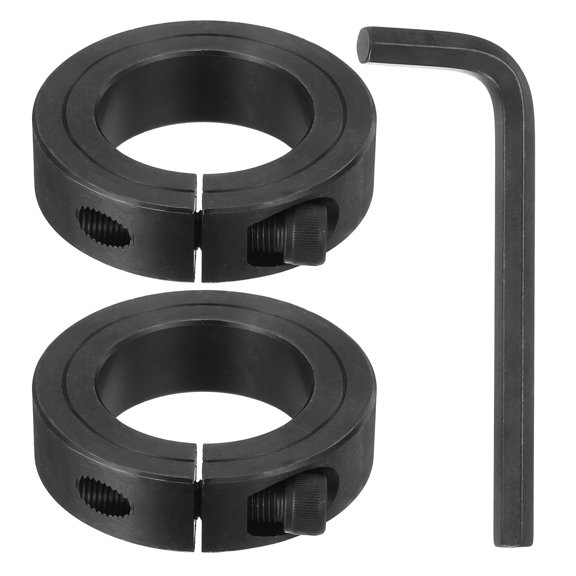2Pcs 1-5/8" Bore Clamp-on Shaft Collar, Black Carbon Steel Locking Collar 2-5/8" OD 11/16" Thick with 1/4"(6.35mm) Flat Hex Wrench for Timing Pulley, Machine Tool, Industry
