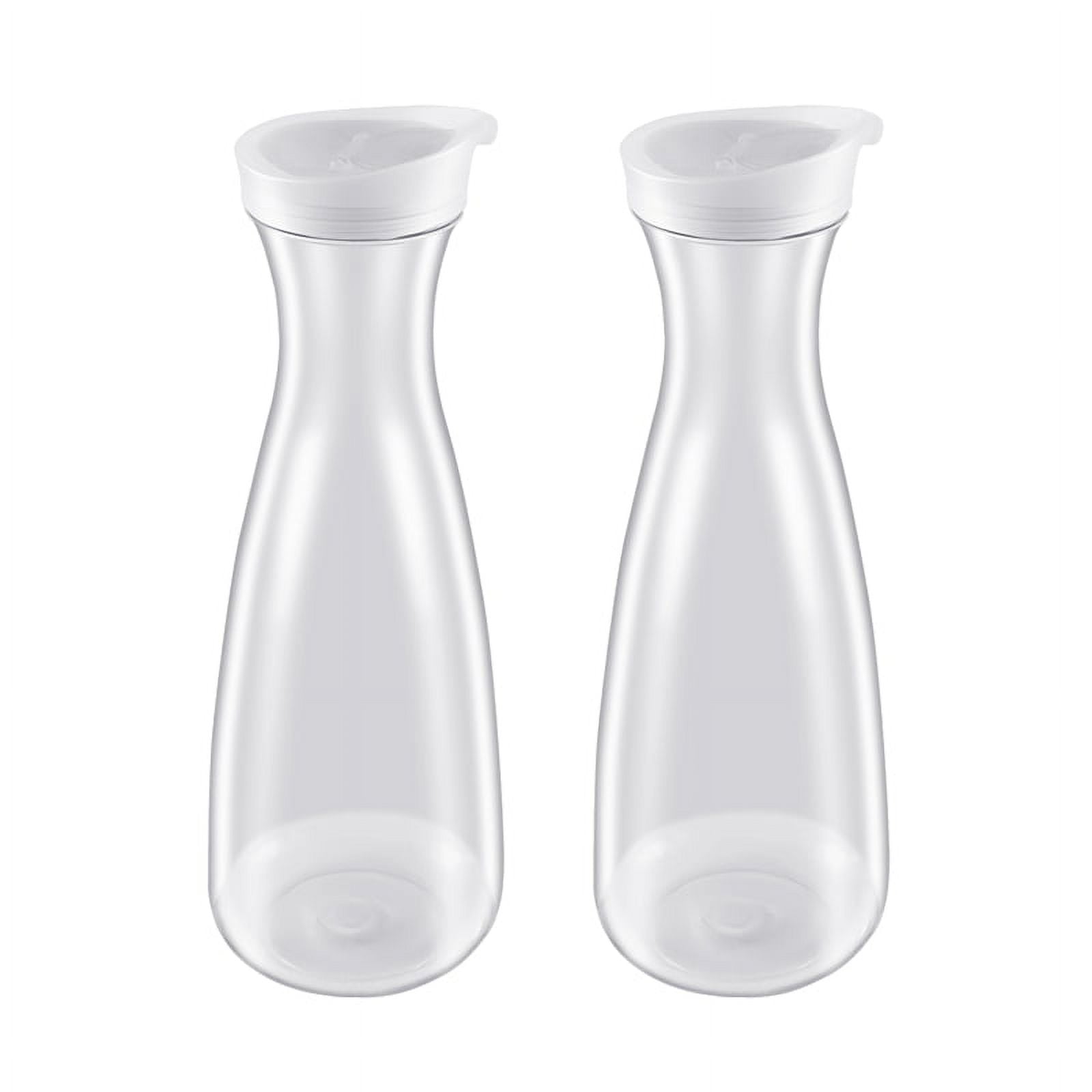 2Pcs 1.6L Plastic Water Carafes with White Flip Tab Lids Food Grade