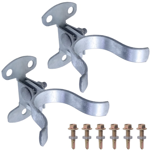 2Pcs 1-7/8" Galvanized Steel Wall Mount Fork Latch Gate Latch Chain Link Fence Gate Frame Wall Mount with Srcrews
