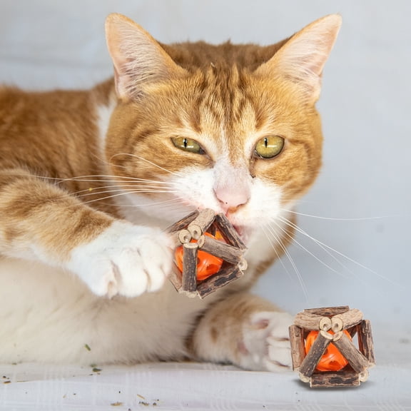 2Pcs 1.8" Universal Cat Plastic Balls Natural Silvervine Stick Cage Ball