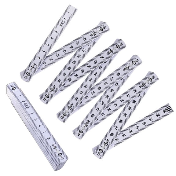 2Pcs 1 Meter Plastic Foldable Ruler with Easy to Read Scale Measuring for Construction & Educational Setting