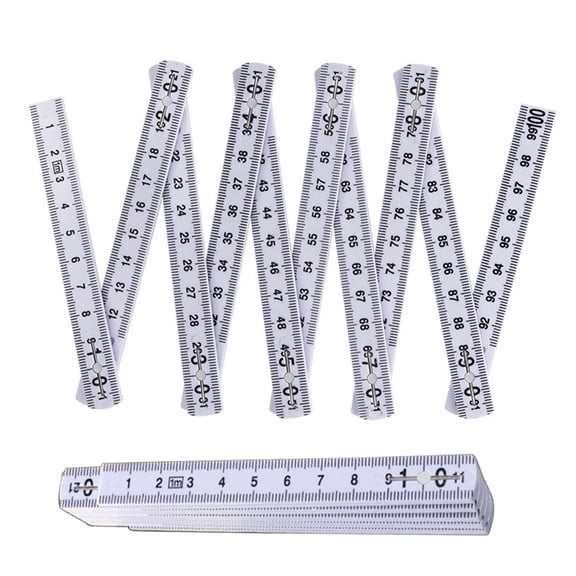 2Pcs 1 Meter Protable Foldable Ruler,Plastic Small Foldable Measuring Stick Clear Scale for Easy Storage