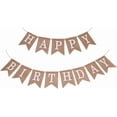 thumbnail image 1 of 2Pcs 1 Set White Happy Birthday Sign Birthday Flag Garland 5m Long Celebration Linen Rustic Hanging Bunting Flag Fabric Country Burlap Banner Letters for Party Wall Decoration Photo Backdrop White, 1 of 5
