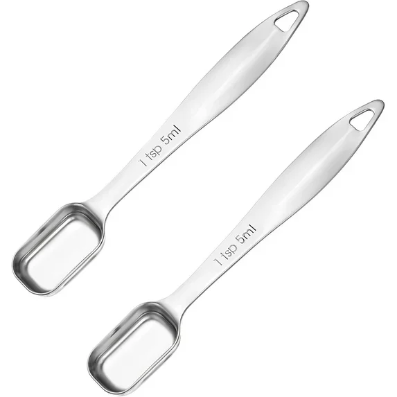 2Pcs 1 Teaspoon Measuring Spoon(5 mL | 1 Tsp | 1/3 Tbsp | 5 cc | 1/6 oz) Stainless Steel Single Measuring Spoon Long Handle Metal Measuring Spoon, Kitchen Gadgets for Cooking & Baking