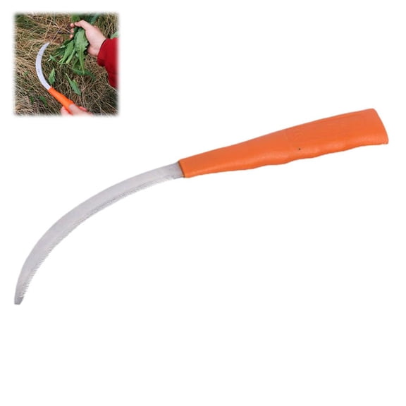 2Pcs 10.6 Inch Brush Clearing Sickle,Stainless Steel Harvest Sickle Metal Serrated Cutter and Plastic Handle,Billhook Machete Knifes for Gardening,Camping,Land Management,Outdoor