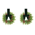 thumbnail image 1 of 2Pcs 10.6 Inch Mini Fall Norfolk Pine Cabinet Wreaths, Rustic Harvest Wreath with Red Berries & Green Bow, Farmhouse Thanksgiving Wreath for Window, Fireplace Indoor Outdoor Home Decor, 1 of 5