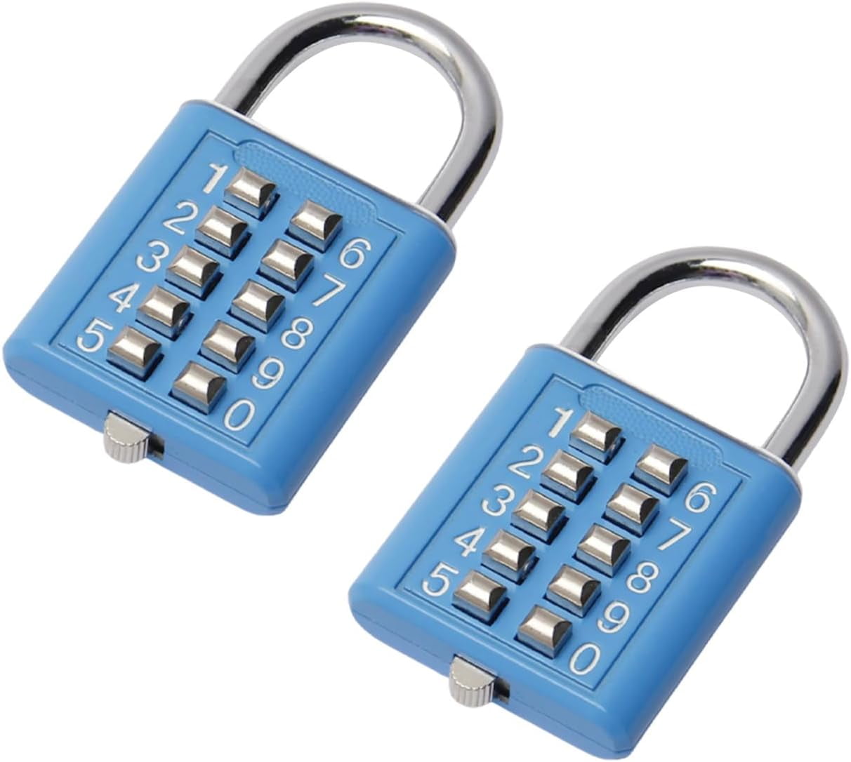 MroMax 3-Pack Combination Padlock – 10-Digit Push Button Lock For Gym Lockers, Toolbox, Drawers, Blue - View #7