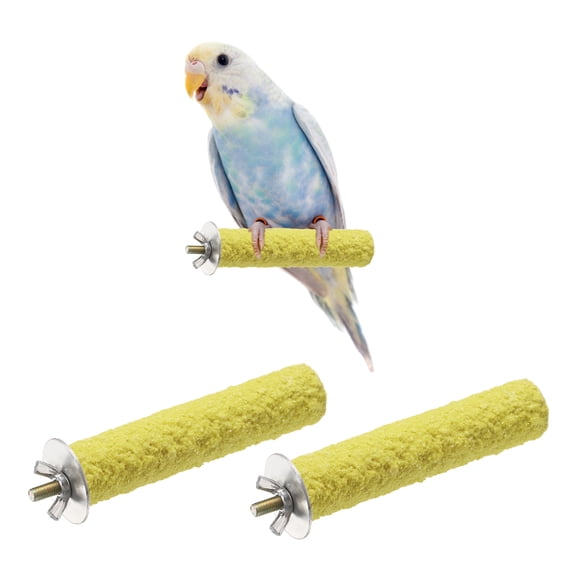 2Pcs 10 x 2 cm (L x W) Wood Perch Stand Colorful Paw Grinding Stick, Yellow