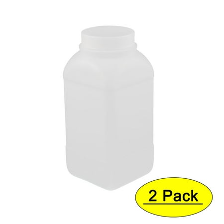 2Pcs 1000ml Plastic Square Wide Mouth Chemical Sample Reagent Bottle