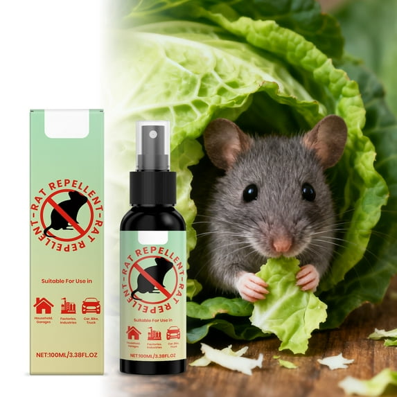 2Pcs (100ML Each) Natural Rodent Repellent Spray, Multi-Scenario Mint Deterrent Spray, Safe Protective Agent for Vehicle Home Garden Industrial Use