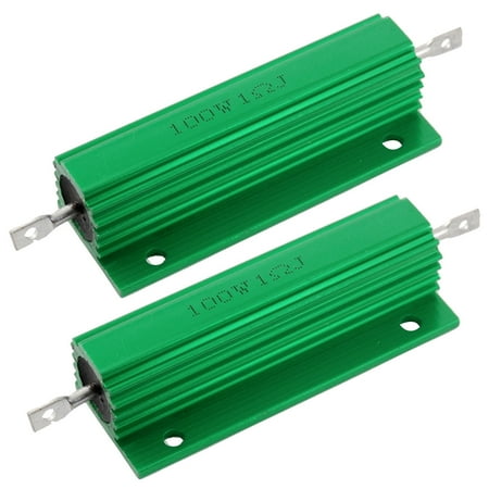 2Pcs 100W 1 Ohm Screw Tap Mounted Aluminum Housed Wirewound Resistors