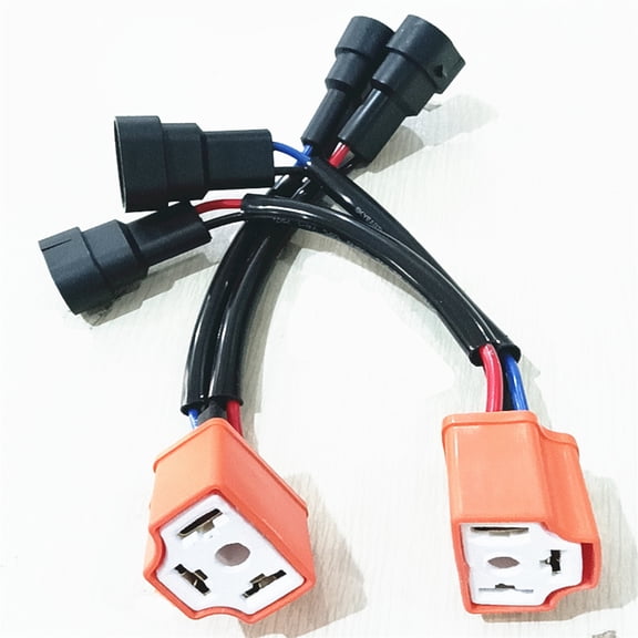 2Pcs 100W 9006 / 9005 to H4 Headlight Bulb Conversion Sockets Harness Durable