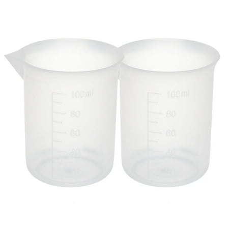 2Pcs 100mL Plastic Science Experiment Measuring Graduated Beaker Cup 6.3cm Dia