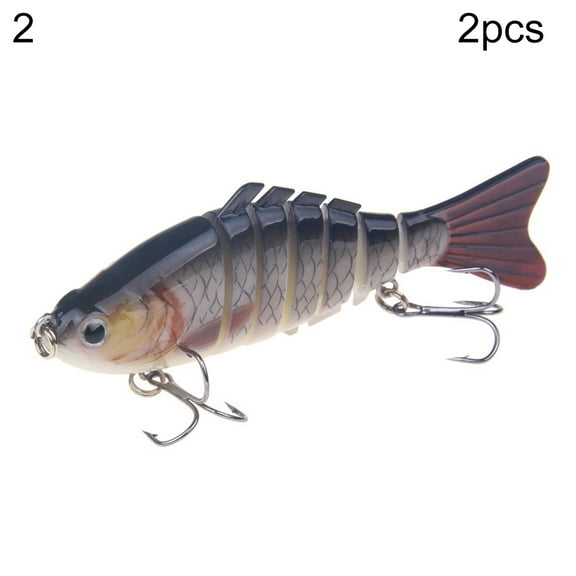 2Pcs 10cm Multi-section Artificial Fish Lure Bait Fishing Tackle Tool with Hooks - Multi Jointed Swimbait Lifelike Hard Bait for Trout Perch