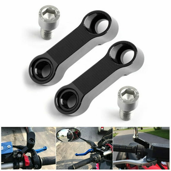 2Pcs 10mm Motorcycle Rearview Mirror Mount Riser Extender CNC Adapter Bolts Kits