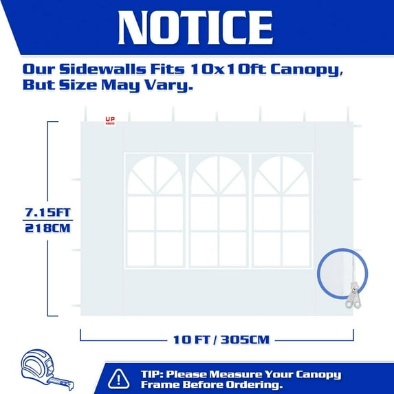 2Pcs 10x10 - Canopy Sidewalls with Windows, Waterproof 210D Oxford Fabric for Garden Gazebo