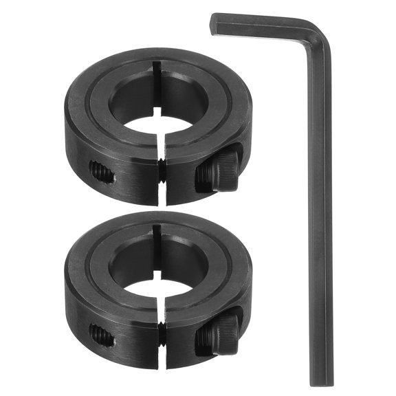 2Pcs 11/16" Bore Clamp-on Shaft Collar, Black Carbon Steel Locking Collar 1-3/8" OD 7/16" Thick with 5/32"(3.96mm) Flat Hex Wrench for Timing Pulley, Machine Tool, Industry