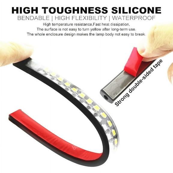 2Pcs 11.8" Motorcycle LED Brake Stop Turn Signal Tail Light Strip Bar Red/Amber