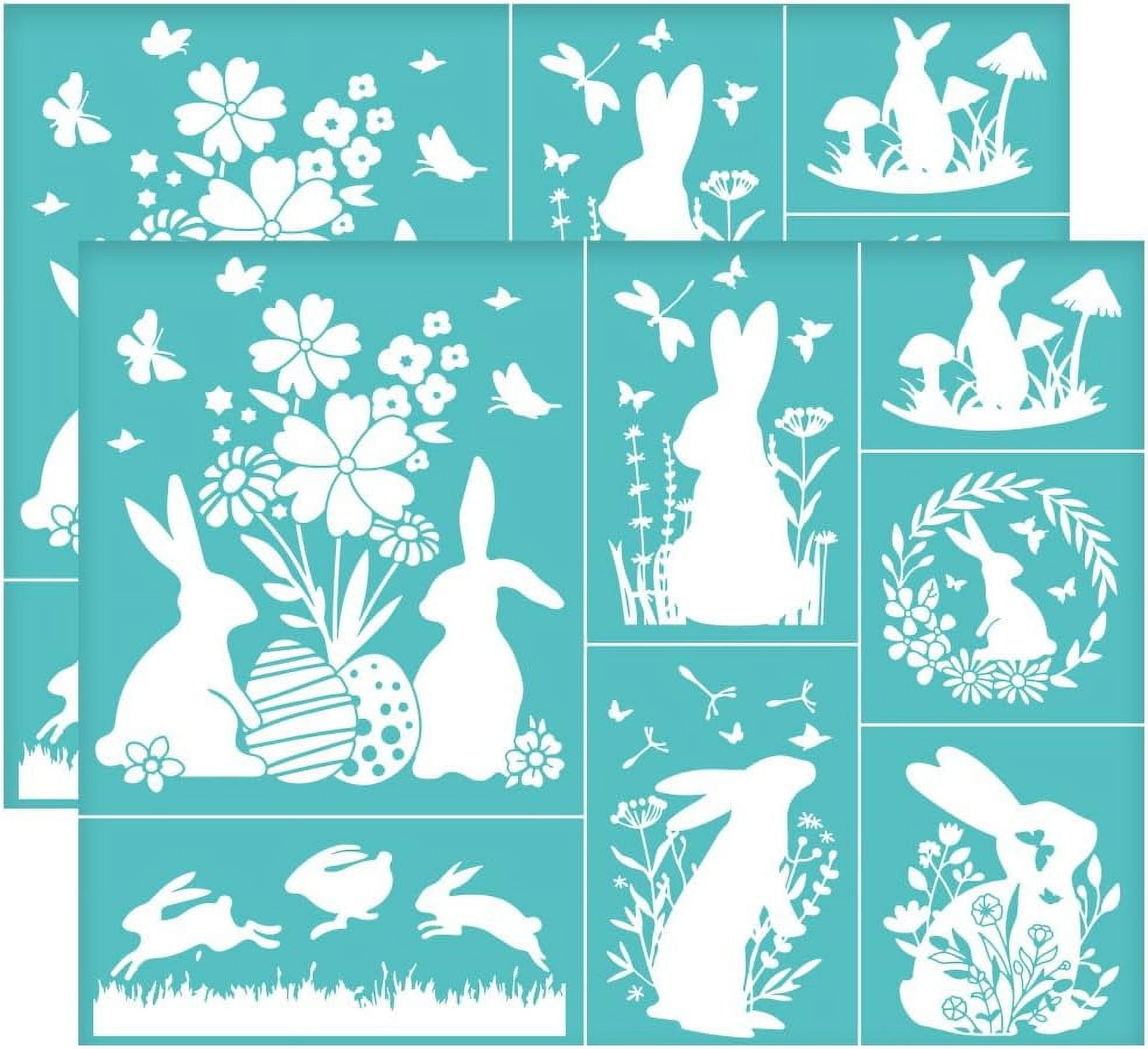 2Pcs 11x8.6 Inch Bunny Easter Self-Adhesive Silk Screen Printing ...