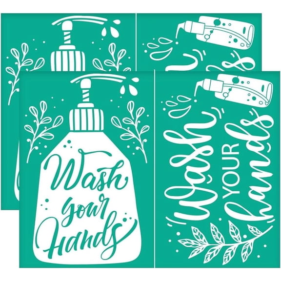 2Pcs 11x8.6 Inch Hand Soap Self-Adhesive Silk Screen Printing Stencil Wash Your Hands Silk Screen Stencil