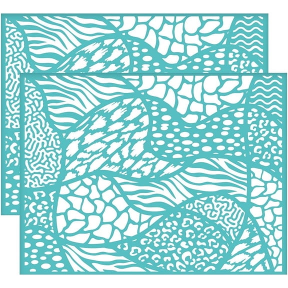 2Pcs 11x8.6 Inch Leopard Print Self-Adhesive Silk Screen Printing Stencil Zebra Print Silk Screen Stencil Animal Theme Reusable Mesh Stencils Transfer