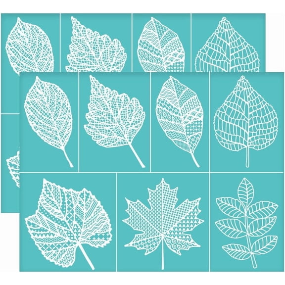2Pcs 11x8.6 Inch Maple Leaves Self-Adhesive Silk Screen Printing Stencil Leaves Mesh Stencils Plant Theme Reusable Mesh Stencils Transfer Handmade