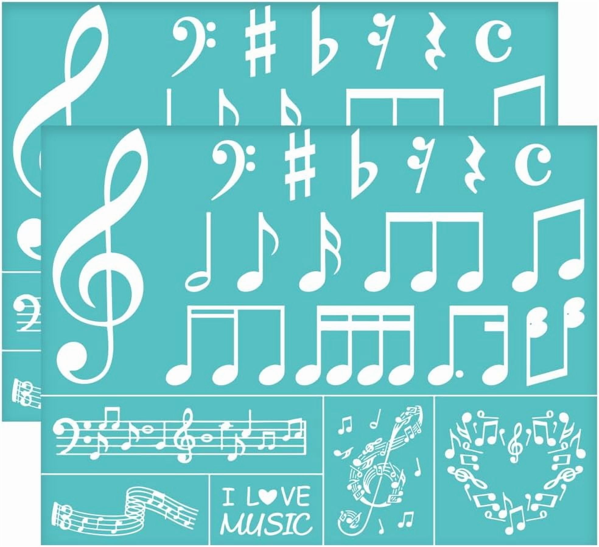 2Pcs 11x8.6 Inch Music Theme Silk Screen Printing Stencil Self-Adhesive ...