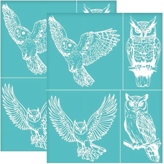 2Pcs 11x8.6 Inch Owl Silk Screen Stencil Animal Theme Self-Adhesive Silk Screen Printing Stencil Mesh Stencils Transfer Home Decor Decoration