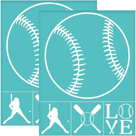 2Pcs 11x8.6 Inch Self-Adhesive Silk Screen Printing Stencil Baseball Pattern Mesh Transfers