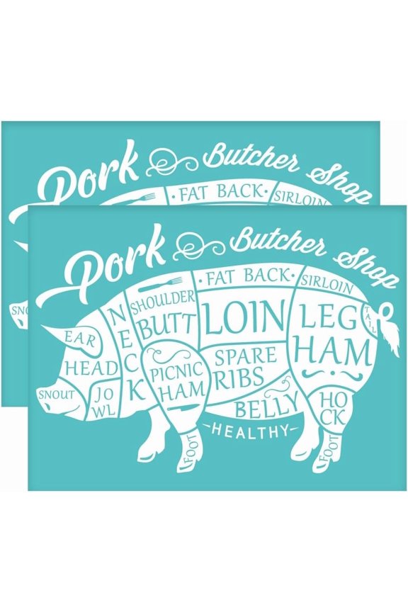 2Pcs 11x8.6 Inch Self-Adhesive Silk Screen Printing Stencil Pig Distribution Map Silk Screen Stencil Cattle Butcher Shop Pork Mesh Transfer Stencils for Painting on Wood DIY T-Shirt DIY