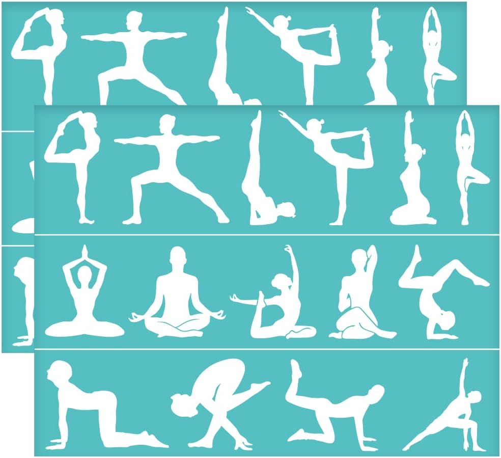2Pcs 11x8.6 Inch SelfAdhesive Silk Screen Printing Stencil Yoga Theme
