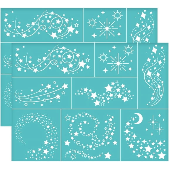 2Pcs 11x8.6 Inch Stars Self-Adhesive Silk Screen Printing Stencil Shooting Stars Silk Screen Stencil Fantasy Theme Mesh Stencils Transfer