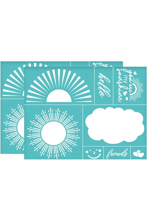 2Pcs 11x8.6 Inch Sun Cloud Self-Adhesive Silk Screen Printing Stencil You are My Sunshine Silk Screen Stencil Weather Reusable Mesh Stencils Transfer for DIY T-Shirt Fabric Painting