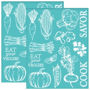 2Pcs 11x8.6 Inch Vegetable Self-Adhesive Silk Screen Printing Stencil Farm Theme Silk Screen Stencil Corn Carrot Pumpkin Pattern Reusable