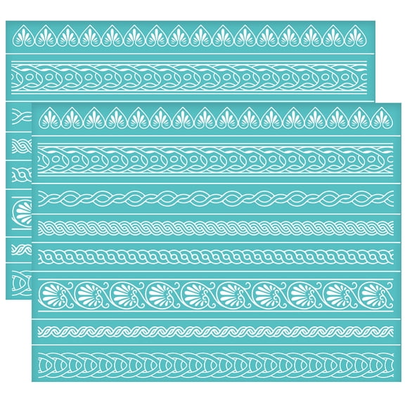 2Pcs 11x8.7 Inch Self-Adhesive Silk Screen Printing Stencil Baroque Border Silk Screen Stencil Stencils Washable Reusable Mesh TransferDIY