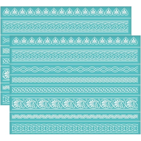 2Pcs 11x8.7 Inch Self-Adhesive Silk Screen Printing Stencil Baroque Border Silk Screen Stencil Stencils Washable Reusable Mesh Transfer