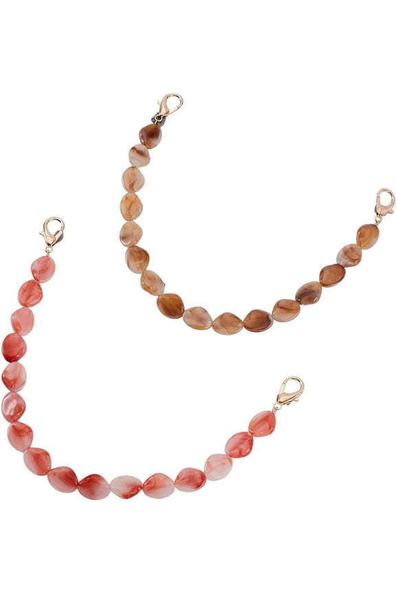 2Pcs 12.4 Inch Acrylic Purse Chain Straps Gemstone Imitation Decorative Bag Chain Beaded Short Bag Strap Extender with Lobster Clasp