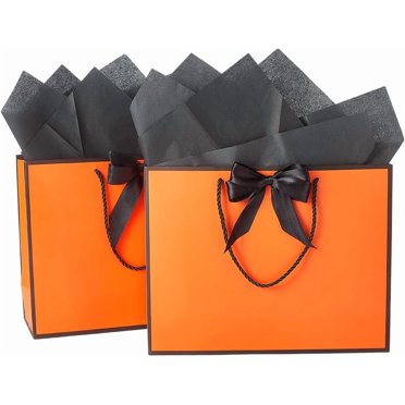 Set Of 3 Luxury Black Boutique Gift Bags With Ribbon Ties – Medium Size, All Occasion